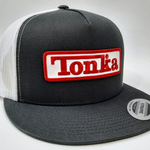 Other - Tonka Embroidered Patch Flat Bill Snapback Mesh Hat Cap Gray & White Quality Mad